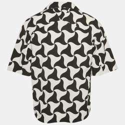 Pre Owned قميص بوتيغا فينيتا بولينغ صناعي بنقشة أحادية اللون مطبوع مقاس كبير