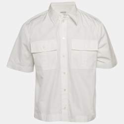 Pre Owned Bottega Veneta White Cotton Short Sleeve Shirt S