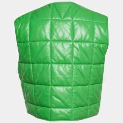 Pre Owned سترة مبطنة جلد صناعي بوتيجا فينيتا أزرق مقاس صغير جداً