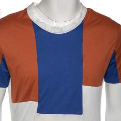 Pre Owned Bottega Veneta Tricolor Cotton Colorblock T Shirt L