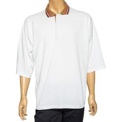 مملوكة مسبقًا Bottega Veneta White Cotton Pique Contrast Collar Polo T-Shirt 3XL