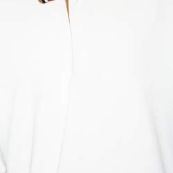 مملوكة مسبقًا Bottega Veneta White Cotton Pique Contrast Collar Polo T-Shirt 3XL