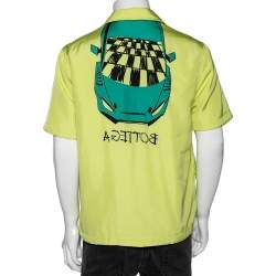 Pre Owned Bottega Veneta Yellow Car Print Synthetic Padded Short Sleeve Shirt S