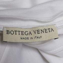 Bottega Veneta White Cotton Embossed Zig Zag Crew Neck T-Shirt S