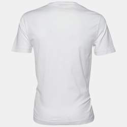 Bottega Veneta White Cotton Embossed Zig Zag Crew Neck T-Shirt S