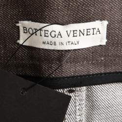 Pre Owned Bottega Veneta Brown Denim Leather Detailed Jeans S Waist 32"
