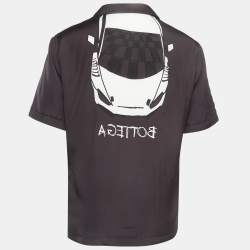 Pre Owned Bottega Veneta Brown Logo Print Button Front Short Sleeve Shirt M