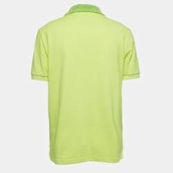 Pre Owned Bottega Veneta Yellow Cotton Collar Trim Polo T-Shirt L