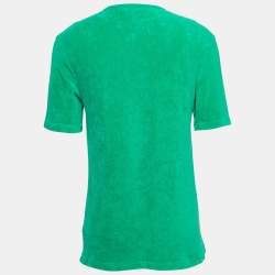 Pre Owned Bottega Veneta Green Terry Cotton Crew Neck T-Shirt M