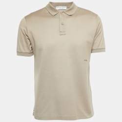 Pre Owned Bottega Veneta Light Brown Cotton Pique Polo T-Shirt M