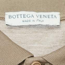 Pre Owned Bottega Veneta Light Brown Cotton Pique Polo T-Shirt M