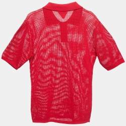 Bottega Veneta Red Mesh Polo T-Shirt L