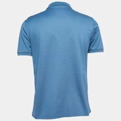 Pre Owned Bottega Veneta Blue Cotton Pique Polo T-Shirt M