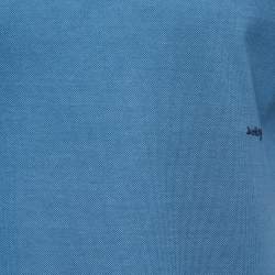 Pre Owned Bottega Veneta Blue Cotton Pique Polo T-Shirt M