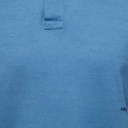 Pre Owned Bottega Veneta Blue Cotton Pique Polo T-Shirt M