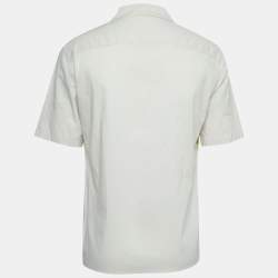 Bottega Veneta Light Grey Geometric Printed Cotton Short Sleeve Shirt L
