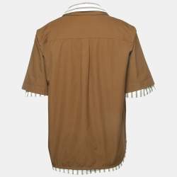 Pre Owned Bottega Veneta Brown Cotton Button Front Layered Shirt XS