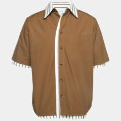 Pre Owned Bottega Veneta Brown Cotton Button Front Layered Shirt XS