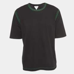 Bottega Veneta Black Cotton Contrast Stitch Detail T-Shirt XL