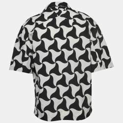 Pre Owned Bottega Veneta Black/White Printed Nylon Bowling Shirt L