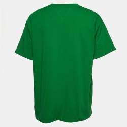Pre Owned Bottega Veneta Green Cotton Double Layered Round Neck T-Shirt M