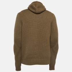 Bottega Veneta Olive Green Knit Hooded Sweater L