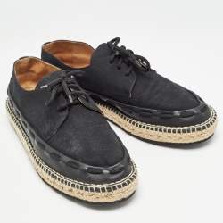 Bottega Veneta Black Canvas Lace Up Espadrilles Size 44