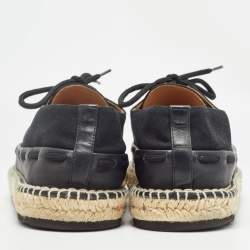 Bottega Veneta Black Canvas Lace Up Espadrilles Size 44