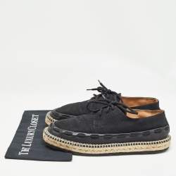 Bottega Veneta Black Canvas Lace Up Espadrilles Size 44
