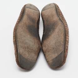 Bottega Veneta Brown Intrecciato Leather Slip On Loafers Size 43