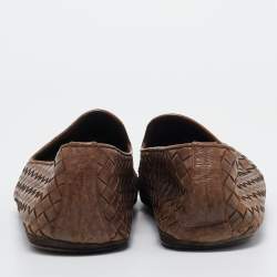 Bottega Veneta Brown Intrecciato Leather Slip On Loafers Size 43