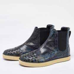 Bottega Veneta Navy Blue Karung Chelsea Boots Size 39