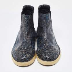 Bottega Veneta Navy Blue Karung Chelsea Boots Size 39