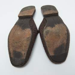 Pre Owned Bottega Veneta Brown Intrecciato Leather Fiandra Flat Mules Size 41