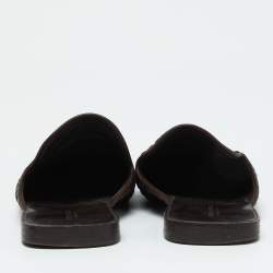 Pre Owned Bottega Veneta Brown Intrecciato Leather Fiandra Flat Mules Size 41