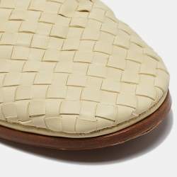 Bottega Veneta Light Yellow Intrecciato Leather Flat Mules Size 41