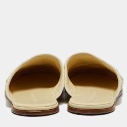 Bottega Veneta Light Yellow Intrecciato Leather Flat Mules Size 41