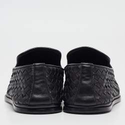 Bottega Veneta Black Intrecciato Leather Smoking Slippers Size 41