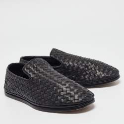 Bottega Veneta Black Intrecciato Leather Smoking Slippers Size 41