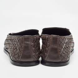 Bottega Veneta Brown Intrecciato Leather Smoking Slippers Size 40