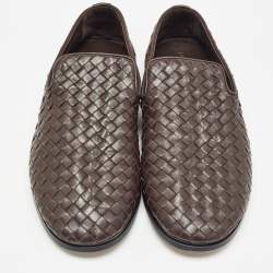 Bottega Veneta Brown Intrecciato Leather Smoking Slippers Size 40