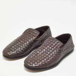Bottega Veneta Brown Intrecciato Leather Smoking Slippers Size 40