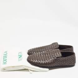 Bottega Veneta Brown Intrecciato Leather Smoking Slippers Size 40