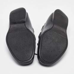 Pre Owned Bottega Veneta Black Intrecciato Leather Bow Slip on Loafers Size 42