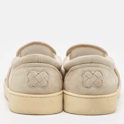 Pre Owned Bottega Veneta Grey Suede Intrecciato Slip On Sneakers Size 45