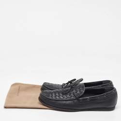 Bottega Veneta Black Intrecciato Leather Bow Slip on Loafers Size 41.5