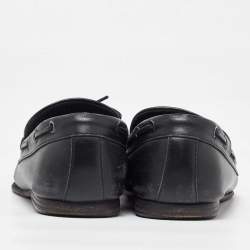 Bottega Veneta Black Intrecciato Leather Bow Slip on Loafers Size 41.5
