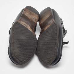 Bottega Veneta Black Intrecciato Leather Bow Slip on Loafers Size 41.5