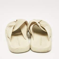 Bottega Veneta Cream Intrecciato Fabric Slide Sandals Size 40