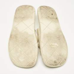 Bottega Veneta Cream Intrecciato Fabric Slide Sandals Size 40